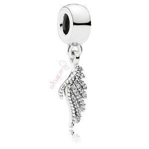EUC Pandora 791750CZ 925 Silver Majestic Feathers Phoenix Feather Dangle Charm